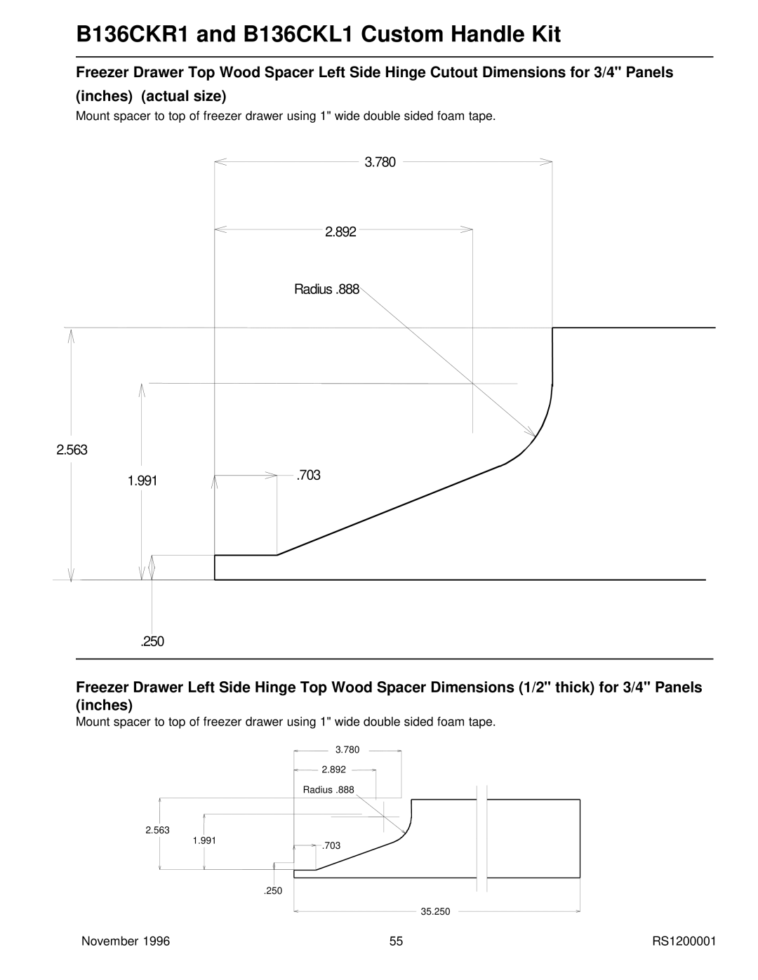 Amana Bottom Mount Refrigerator service manual 780 892 Radius 563 