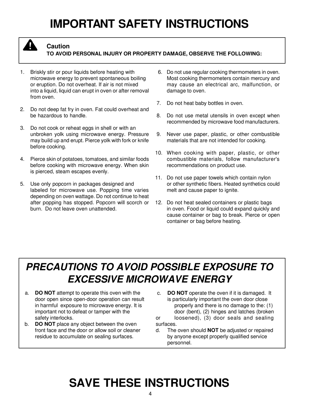 Amana CE76T, CW76T owner manual Important Safety Instructions 