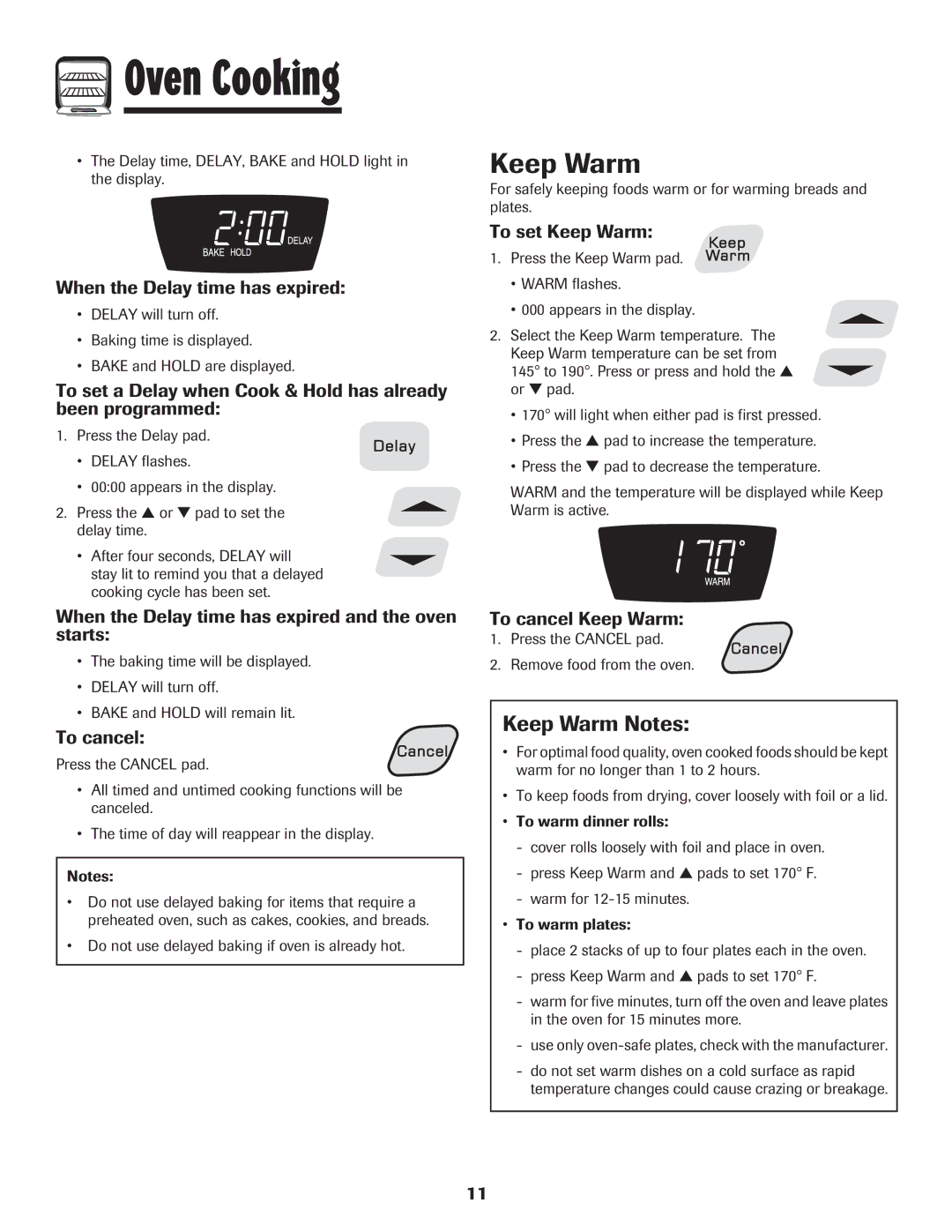 Amana Coil important safety instructions Keep Warm Notes 