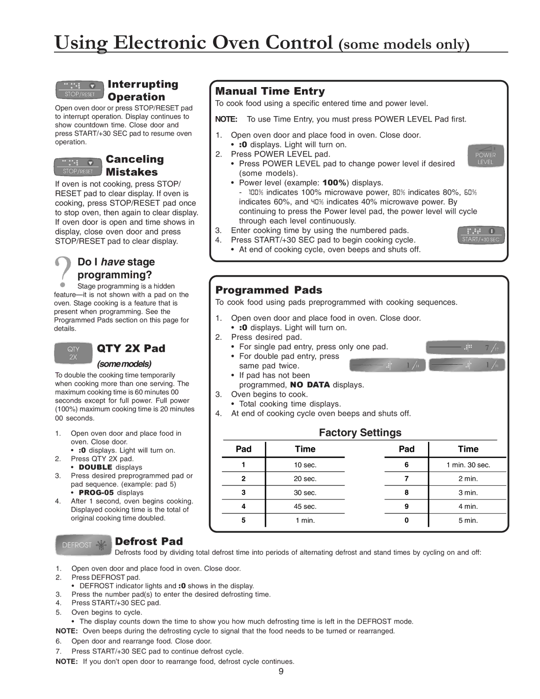 Amana Commercial Microwave Oven owner manual Using Electronic Oven Control some models only 