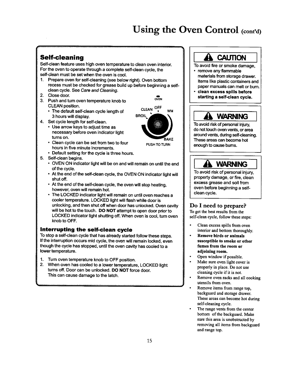 Amana DCF4205, ACF4205A, ACF4215A owner manual Using the Oven Control contd, Do I need to prepare?, Cleanoff, Wm, Bake 