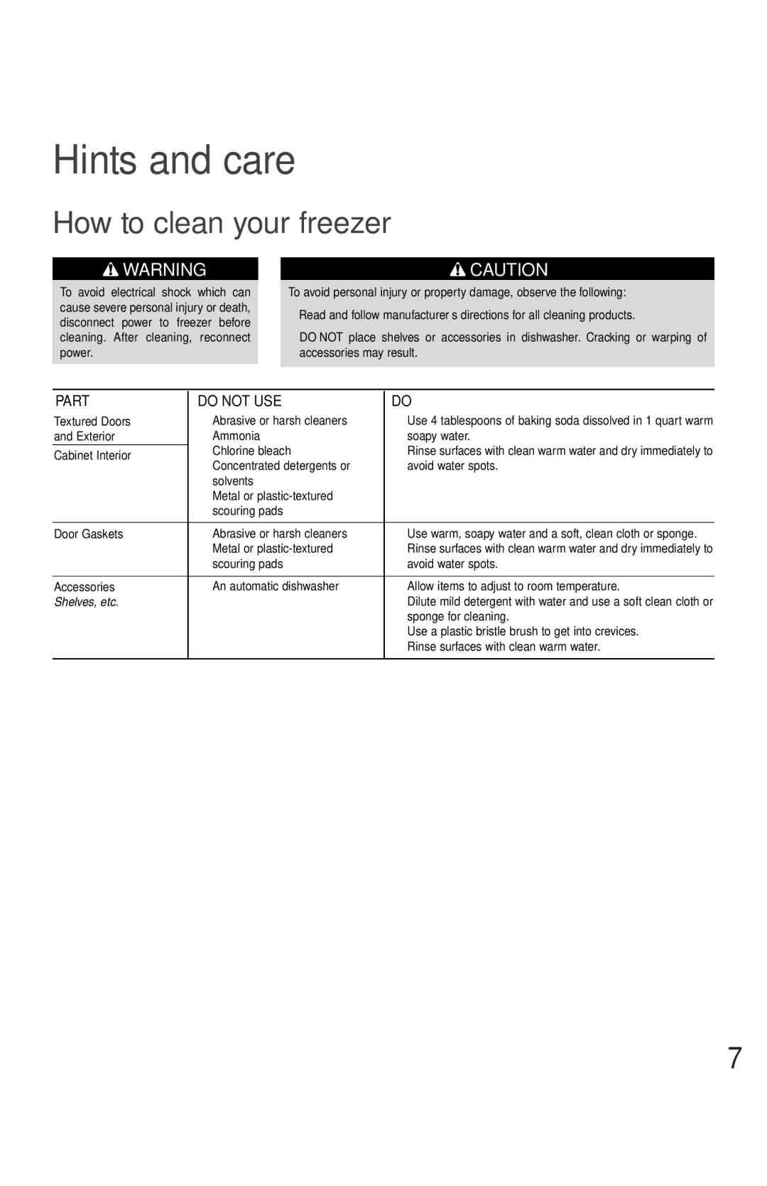 Amana Deepfreeze Chest Freezer owner manual Hints and care, How to clean your freezer 