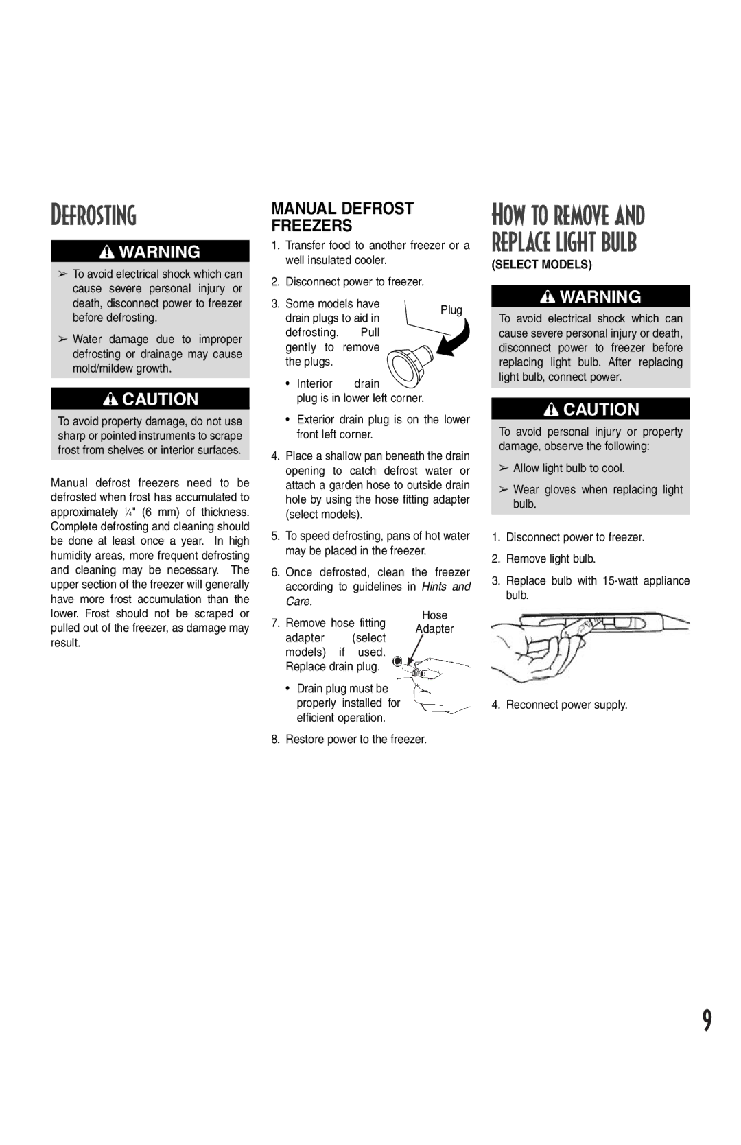 Amana Deepfreeze Chest Freezer owner manual Defrosting 