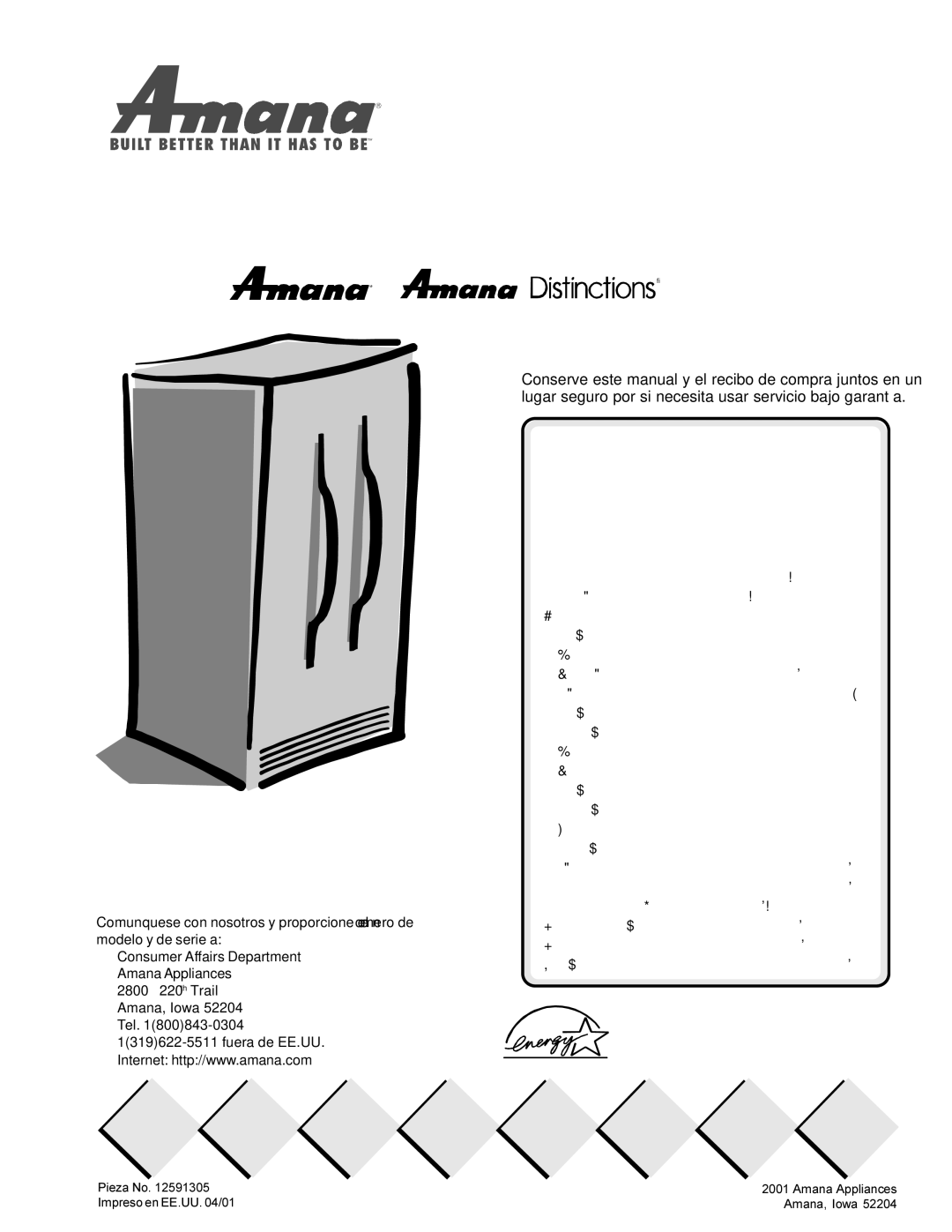 Amana DRSE663BW, DRSE663BC, DRS2663BB, DRS2663BW, DRS246RBW, DRS2663BC, DRSE663BB, DRS246RBB Manual del proprietario, Contenido 