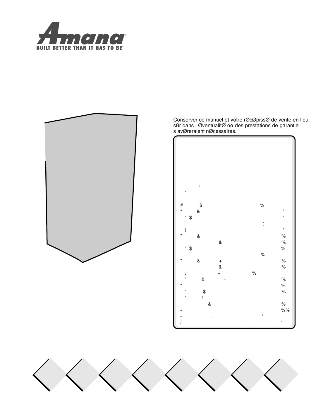 Amana DRSE663BW, DRSE663BC, DRS2663BB, DRS2663BW Conserver ces instructions pour référence ultérieure, Table des matières 