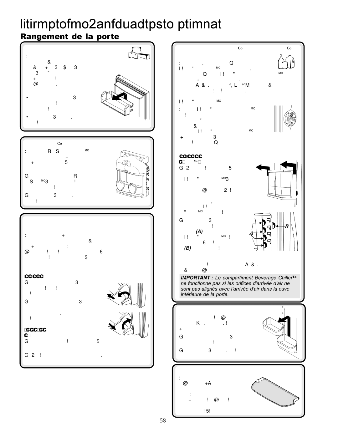 Amana DRS246RBC, DRSE663BC, DRSE663BW, DRS2663BB, DRS2663BW manual Caractéristiques du réfrigérateur, Rangement de la porte 