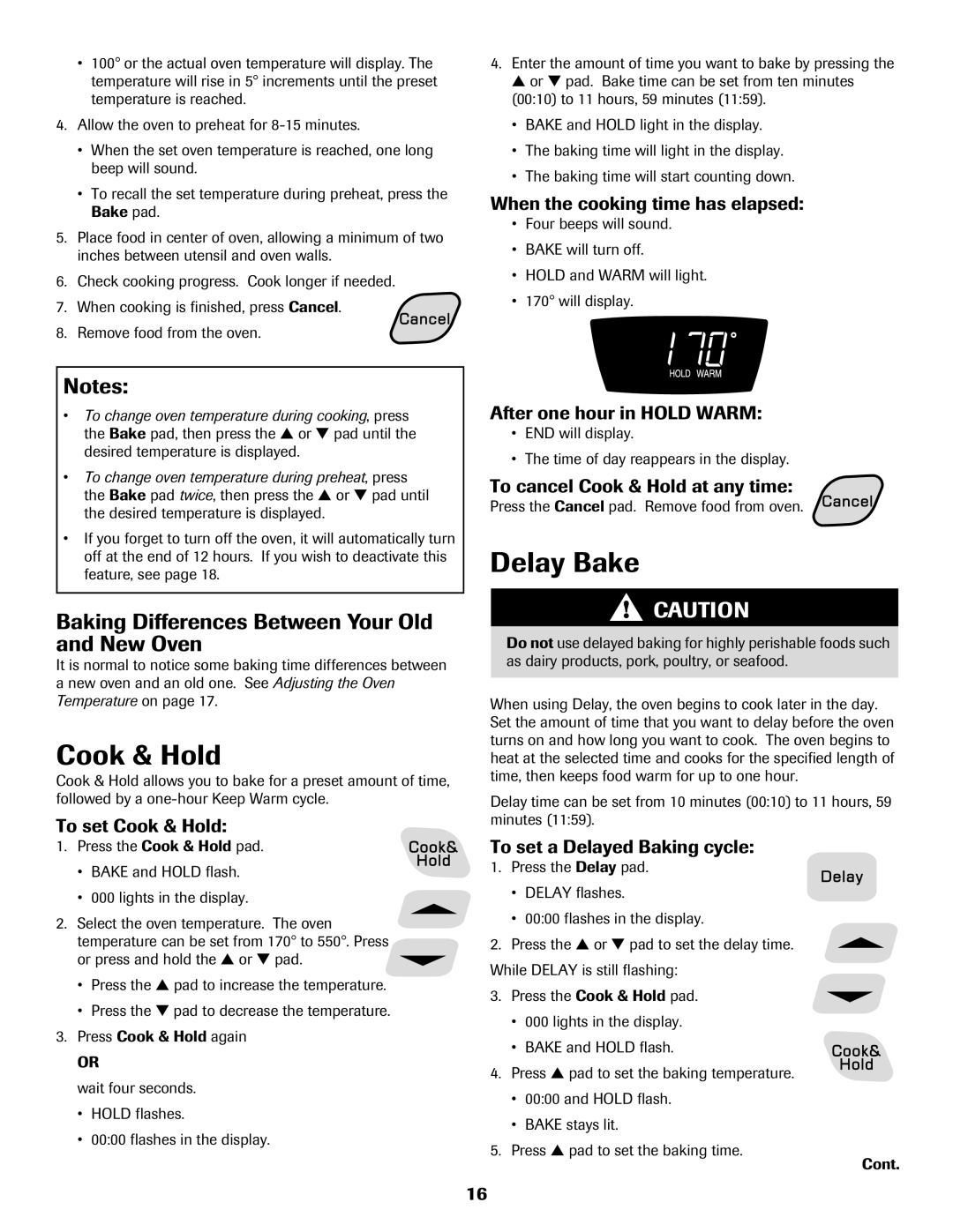 Amana Electric Range - Coil manual Cook & Hold, Delay Bake, Baking Differences Between Your Old and New Oven 