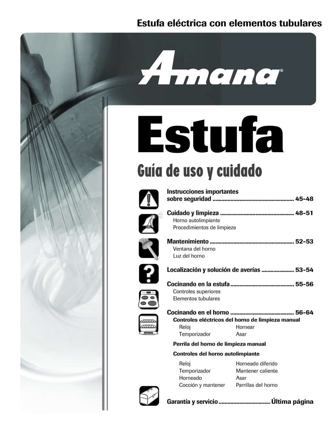 Amana Electric Range - Coil manual Estufa eléctrica con elementos tubulares 