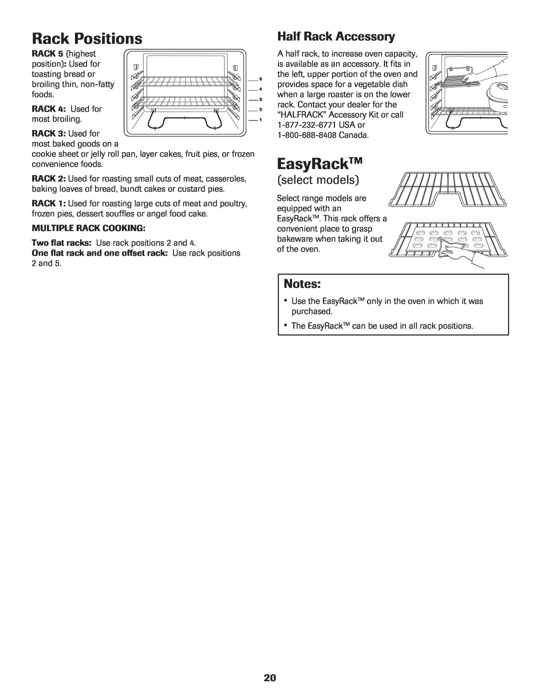 Amana Electric Range - Coil manual Rack Positions, EasyRackTM, Half Rack Accessory, select models 