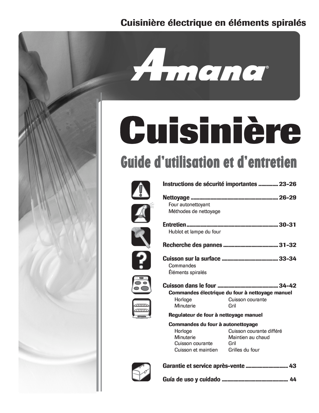 Amana Electric Range - Coil manual Cuisinière électrique en éléments spiralés, 23-26, 26-29, 30-31, 31-32, 33-34, 34-42 