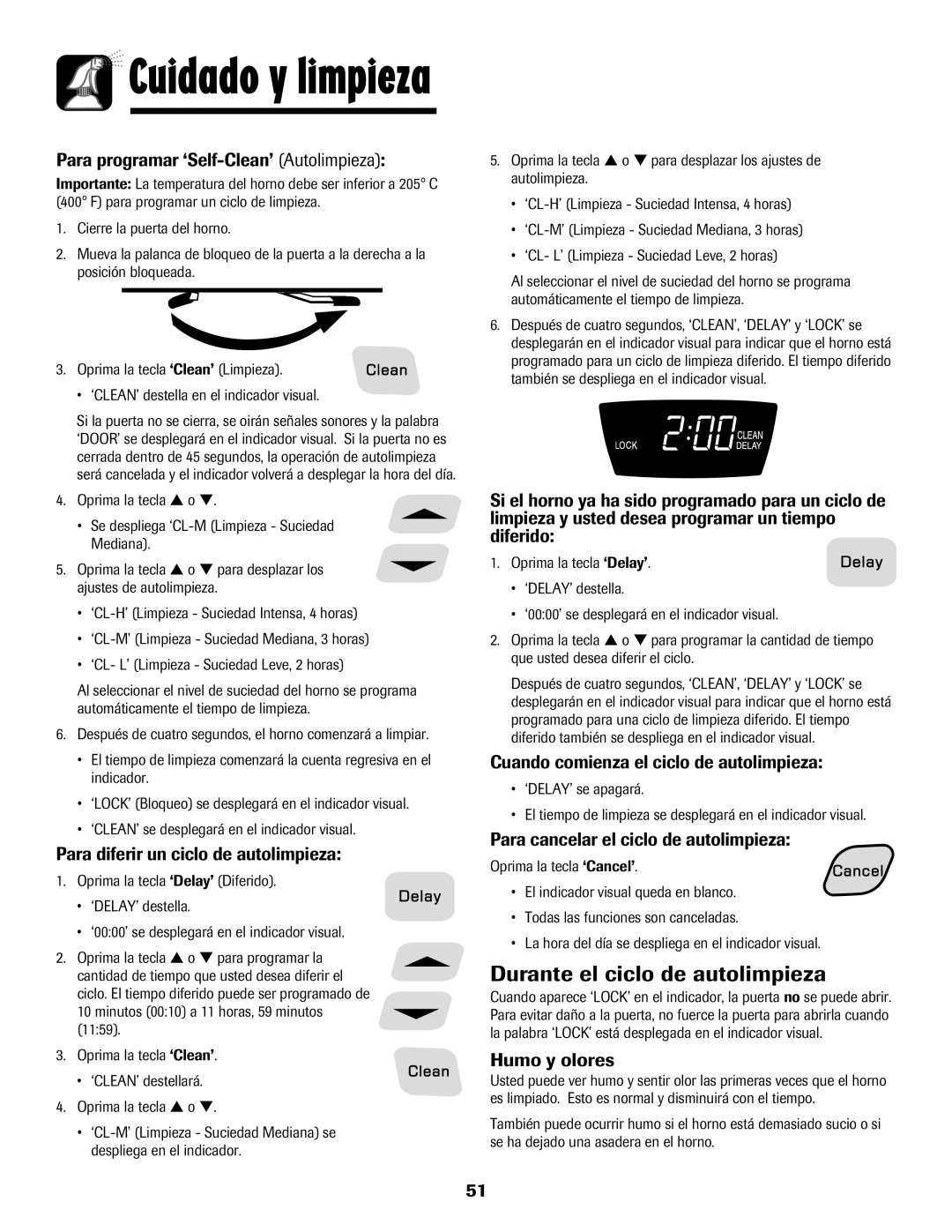 Amana Electric Smoothtop Range important safety instructions Durante el ciclo de autolimpieza 