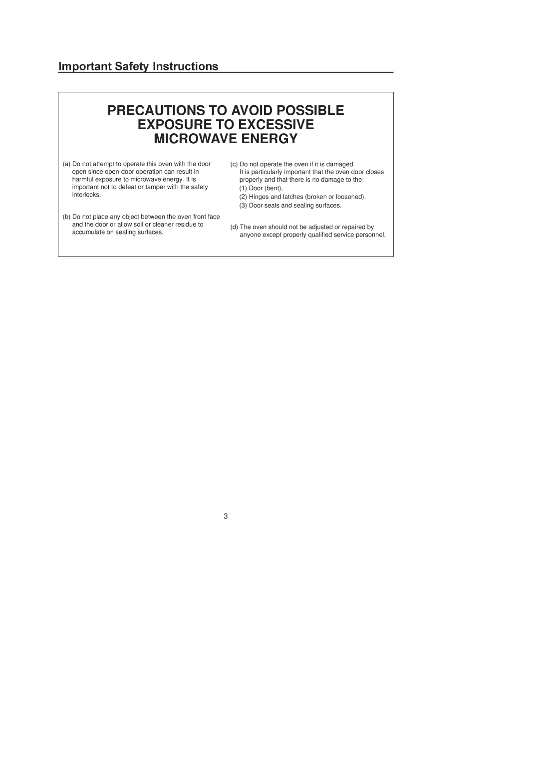 Amana MICROWAVE OVEN, F1961E/F1961W, F136E/F1361W, F1961L/F1961SS owner manual Important Safety Instructions 