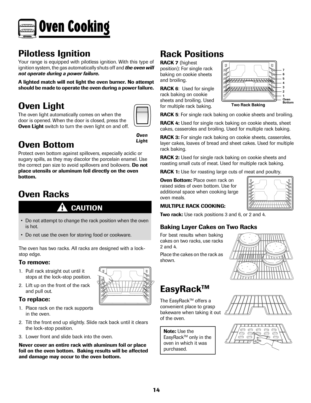 Amana Gas - Easy Touch Control Range, 700 Oven Light Rack Positions, Oven Bottom, Oven Racks, EasyRackTM 