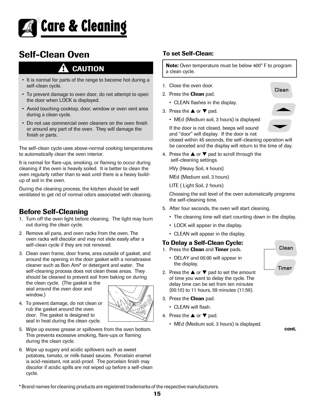 Amana 700, Gas - Easy Touch Control Range Before Self-Cleaning, To set Self-Clean, To Delay a Self-Clean Cycle 