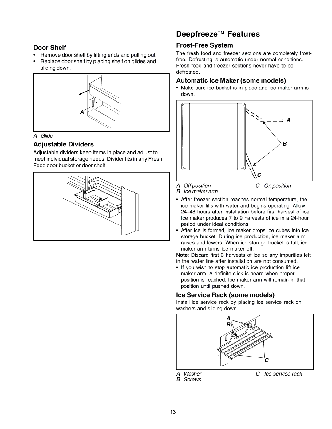 Amana IA 52204-0001 owner manual DeepfreezeTM Features 