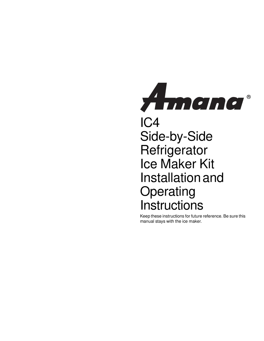 Amana IC4 manual 