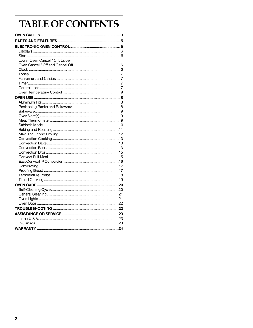 Amana KEBC177, KEBC247, KEBS207, KEBC278, KEBV208, KEBC147, KEBC208, KEBC107, KEBC277 manual Table of Contents 