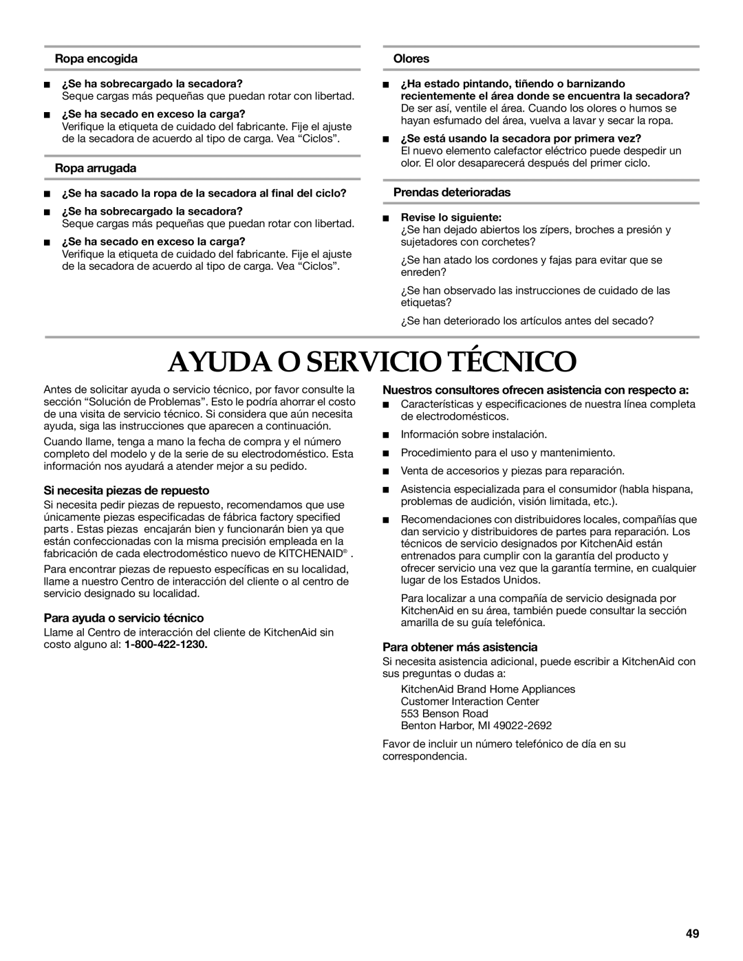 Amana YKEHS01P manual Ayuda O Servicio Técnico 