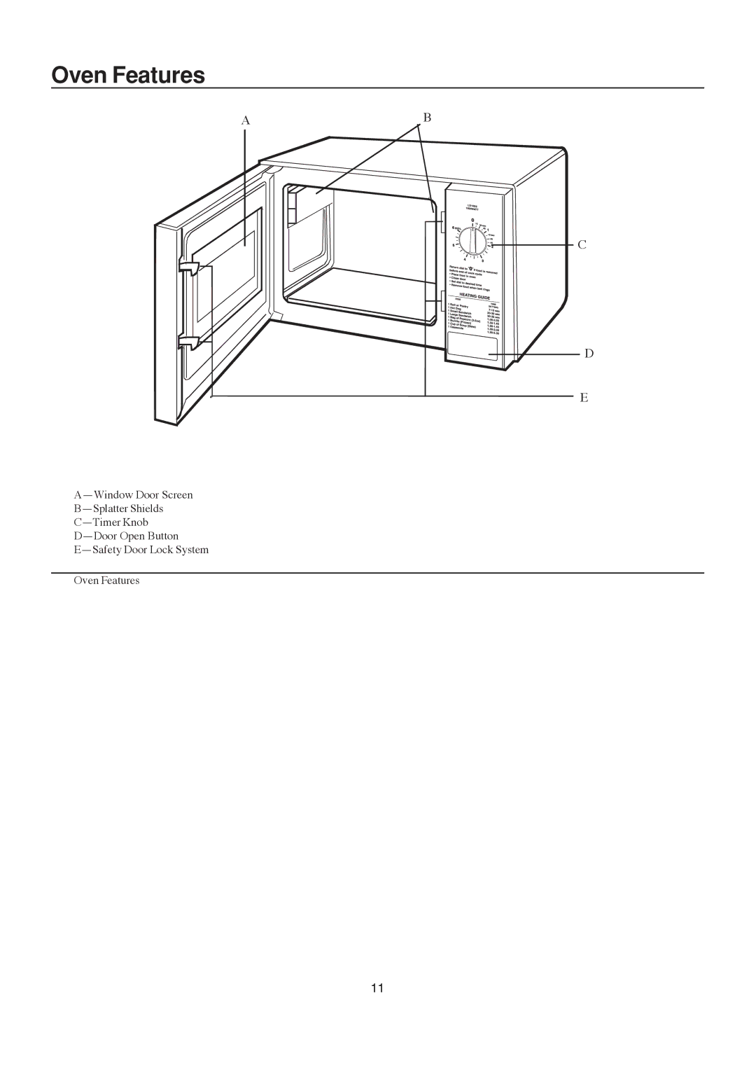 Amana LD10D2 owner manual Oven Features 