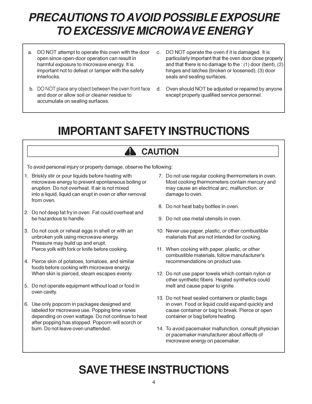 Amana LD10D2 owner manual Important Safety Instructions 