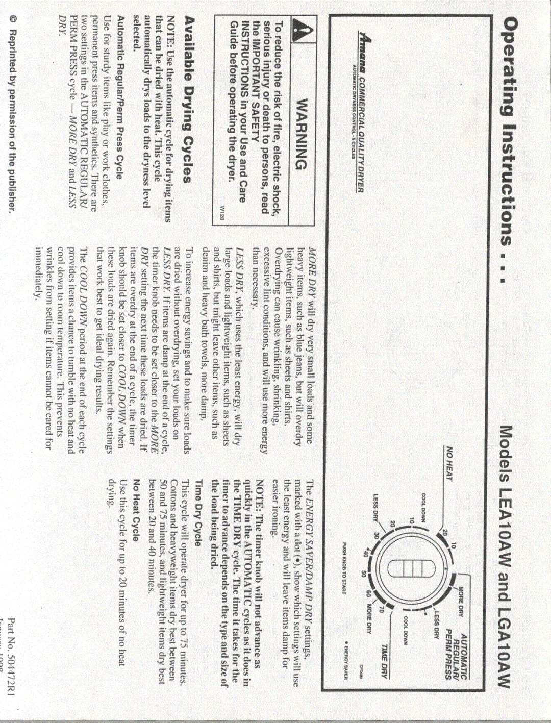 Amana LEA10AW manual 