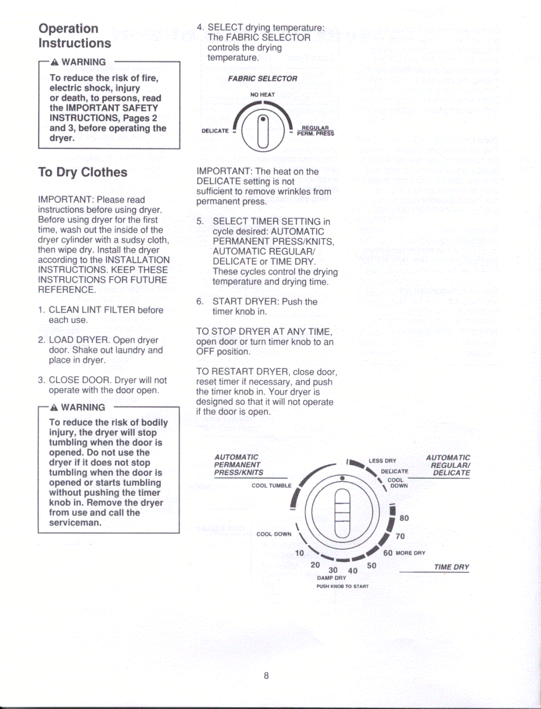 Amana LG4309, LE4307 manual 