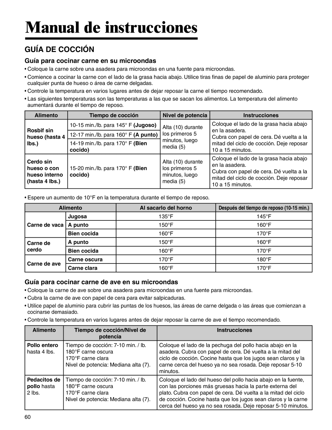 Amana MMV1153BA important safety instructions Guía DE Cocción 