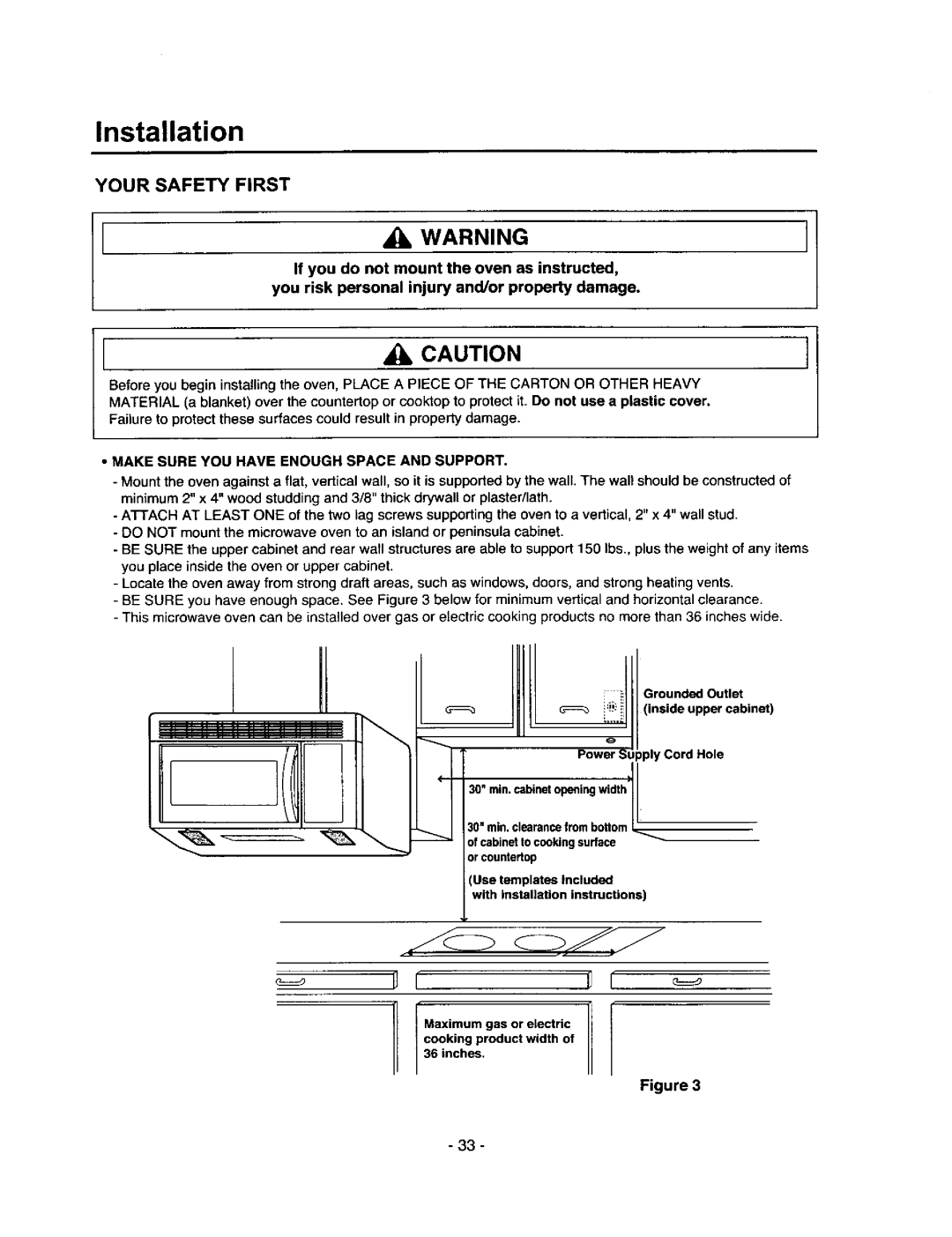 Amana MVH250W, MVH250L owner manual Make Sure YOU have Enough Space and Support, Inches 