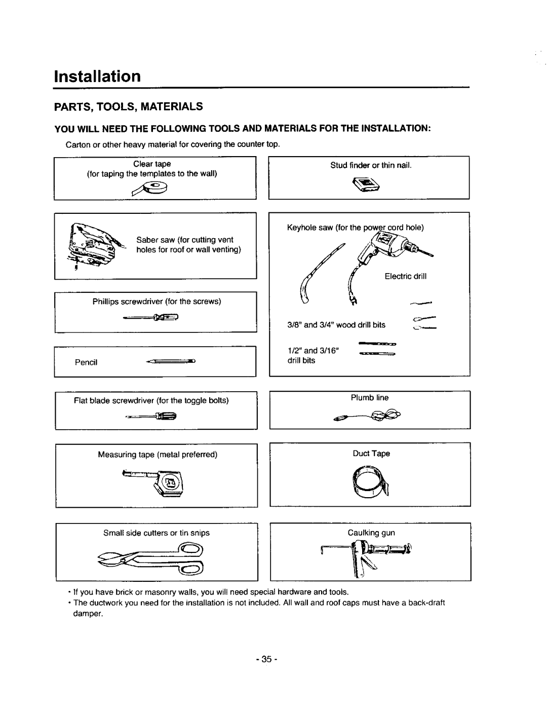 Amana MVH250W, MVH250L owner manual Ca=ton or other heavy material for covering the counter top 