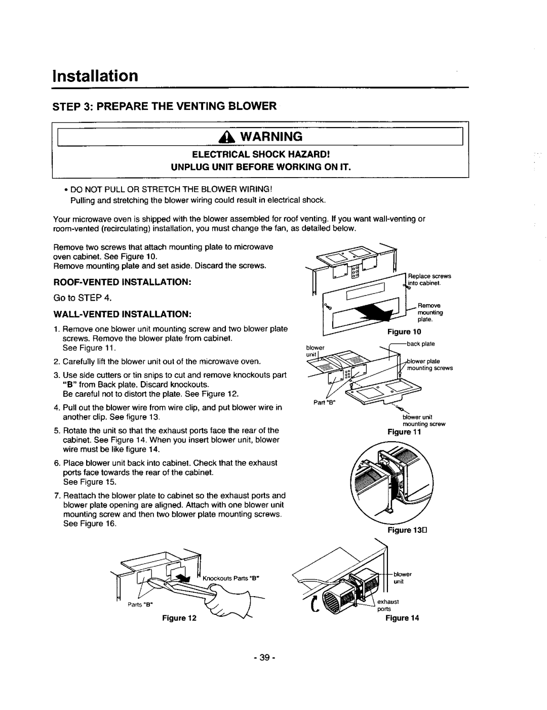 Amana MVH250W, MVH250L owner manual Prepare the Venting Blower, WALL-VENTED Installation 