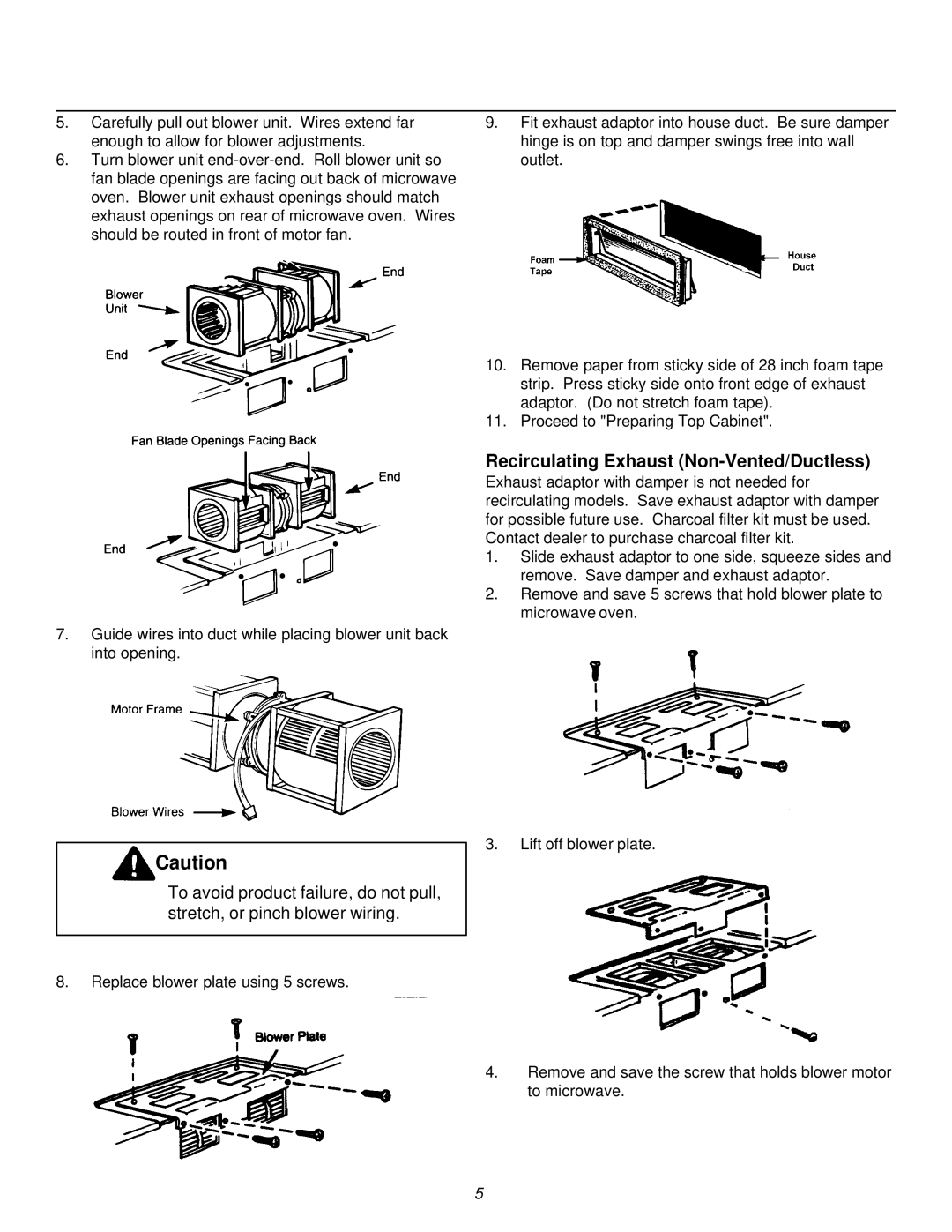 Amana MWT4461D, MVH320E, MVH220E, MWT4461WW, MVH120E, MVH220W, MVH320L, MVH320W Recirculating Exhaust Non-Vented/Ductless 