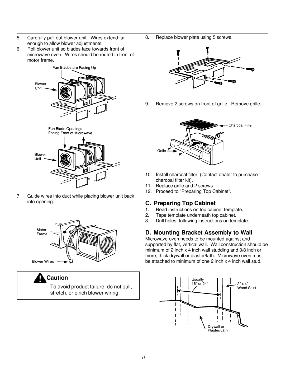 Amana MVH320L, MVH320E, MVH220E, MWT4461WW, MVH120E, MVH220W, MWT4461D Preparing Top Cabinet, Mounting Bracket Assembly to Wall 