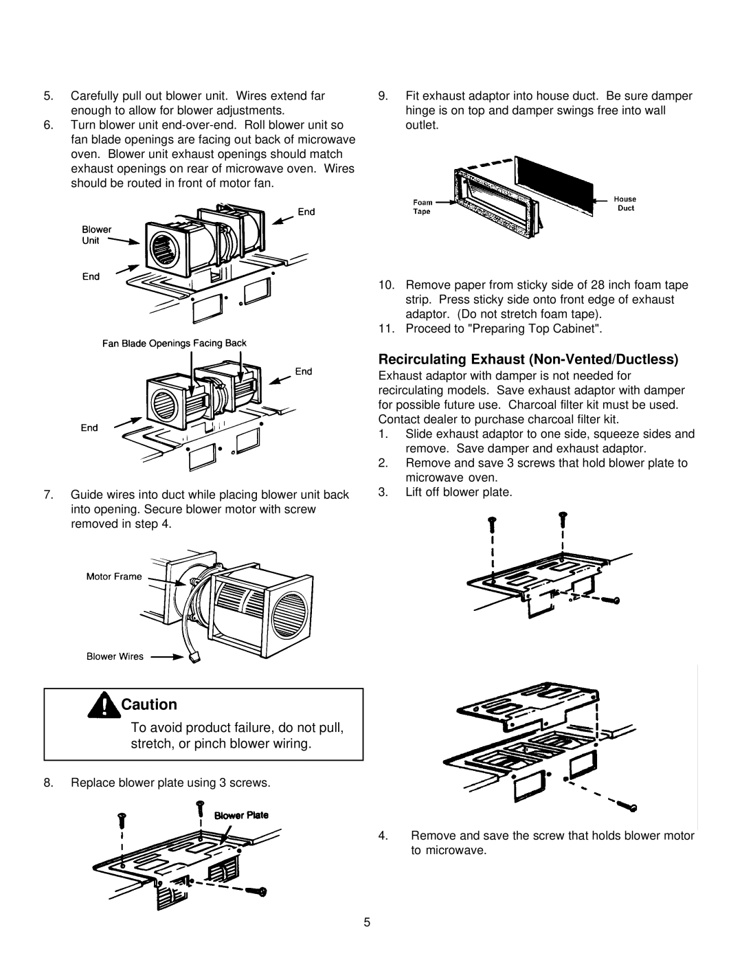 Amana MVH230*, MVH330*, MVH130* installation instructions Recirculating Exhaust Non-Vented/Ductless 