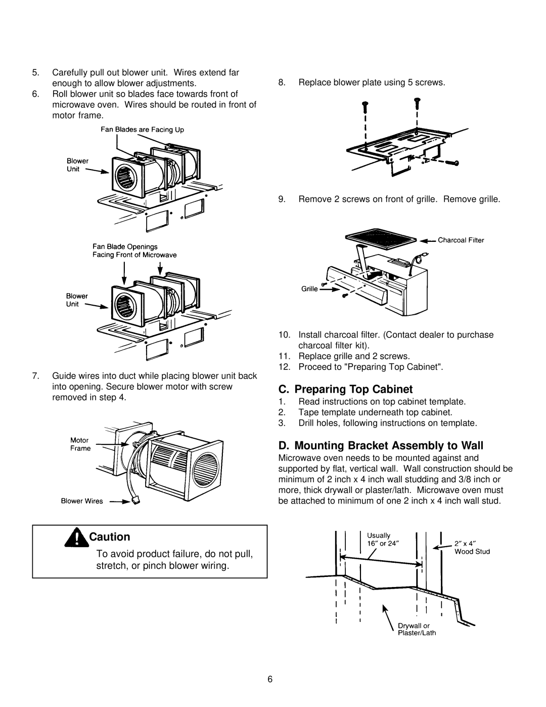 Amana MVH330*, MVH130*, MVH230* installation instructions Preparing Top Cabinet, Mounting Bracket Assembly to Wall 