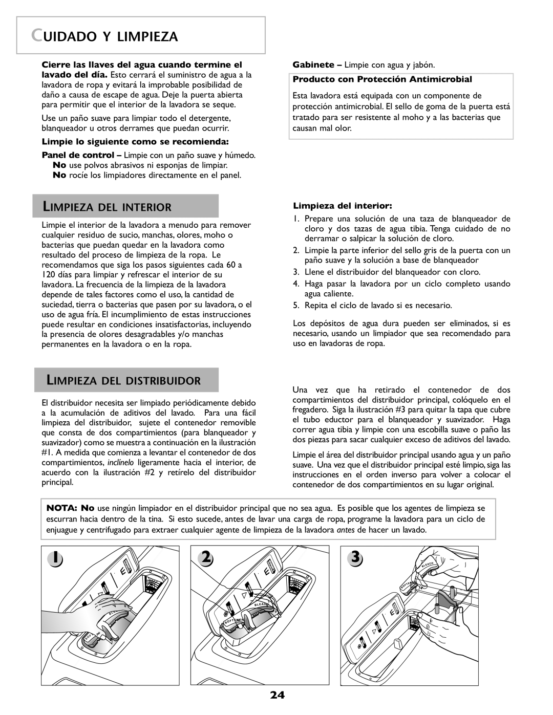 Amana NAH6800 important safety instructions Gabinete Limpie con agua y jabón 