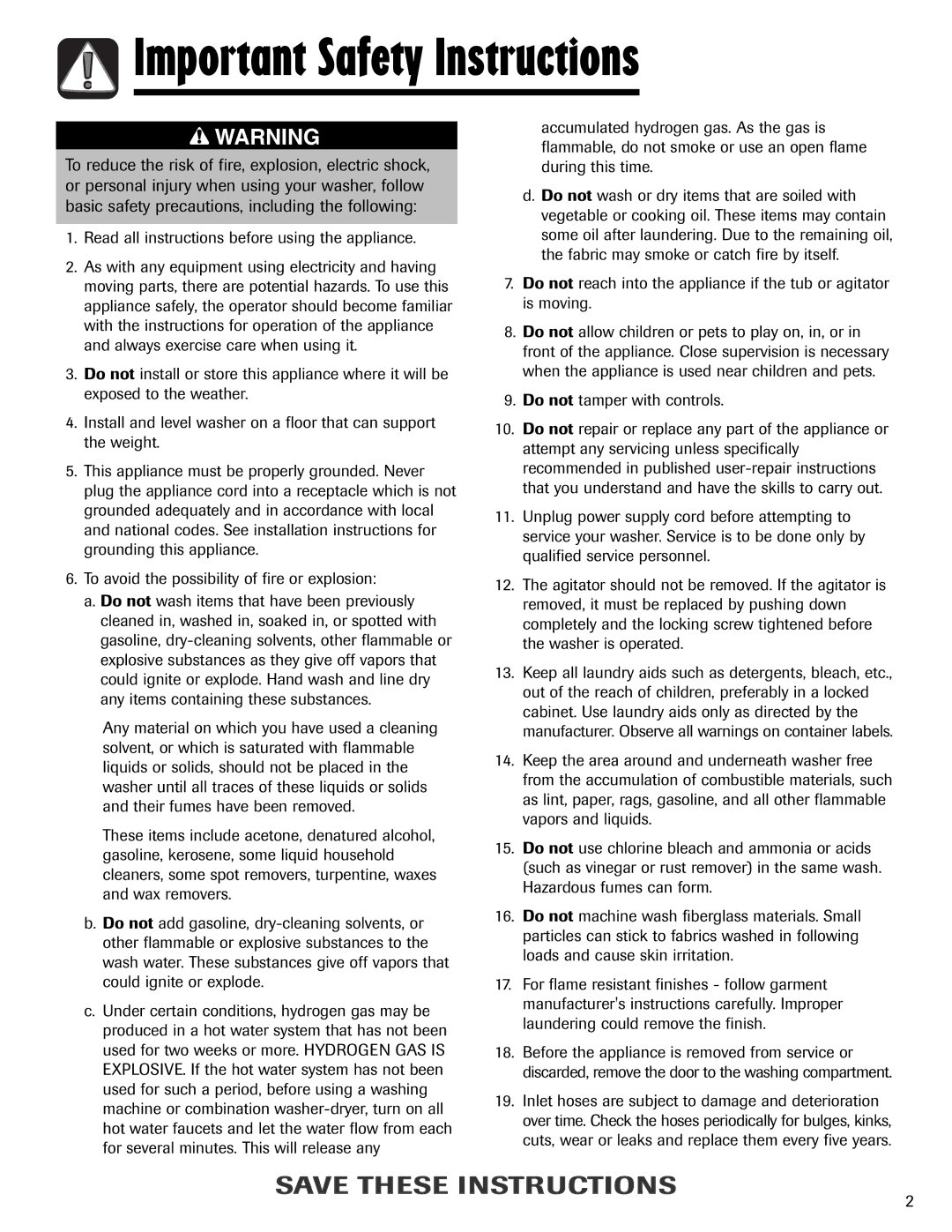 Amana NAV-1 important safety instructions Do not tamper with controls 