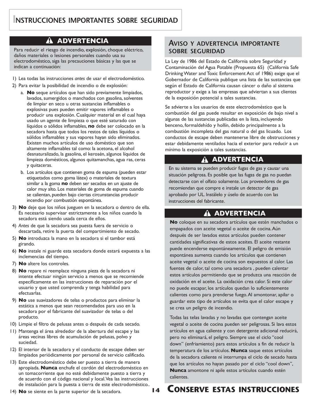 Amana ND-68 important safety instructions Conserve Estas Instrucciones, Aviso Y Advertencia Importante Sobre Seguridad 