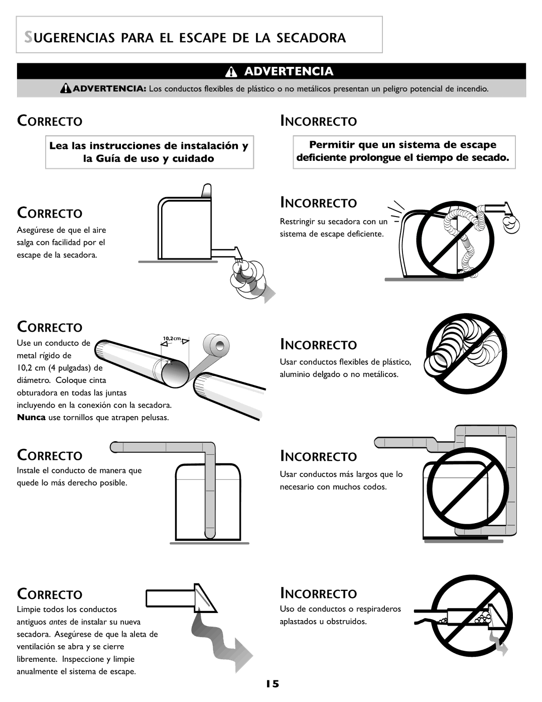 Amana ND-68 important safety instructions Sugerencias Para EL Escape DE LA Secadora 