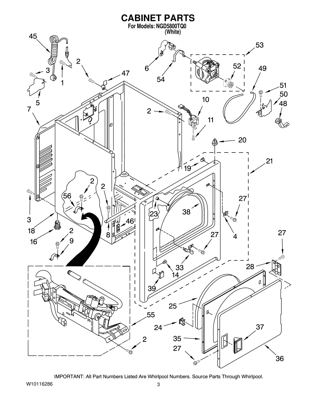 Amana NGD5800TQ0 manual Cabinet Parts 