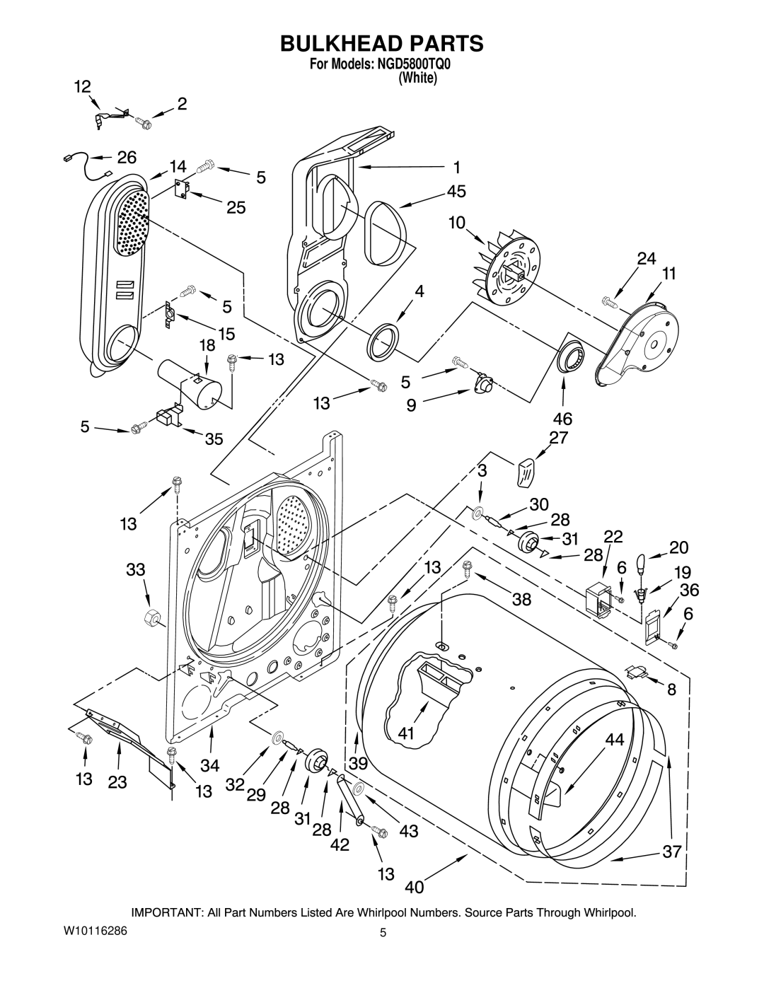 Amana NGD5800TQ0 manual Bulkhead Parts 