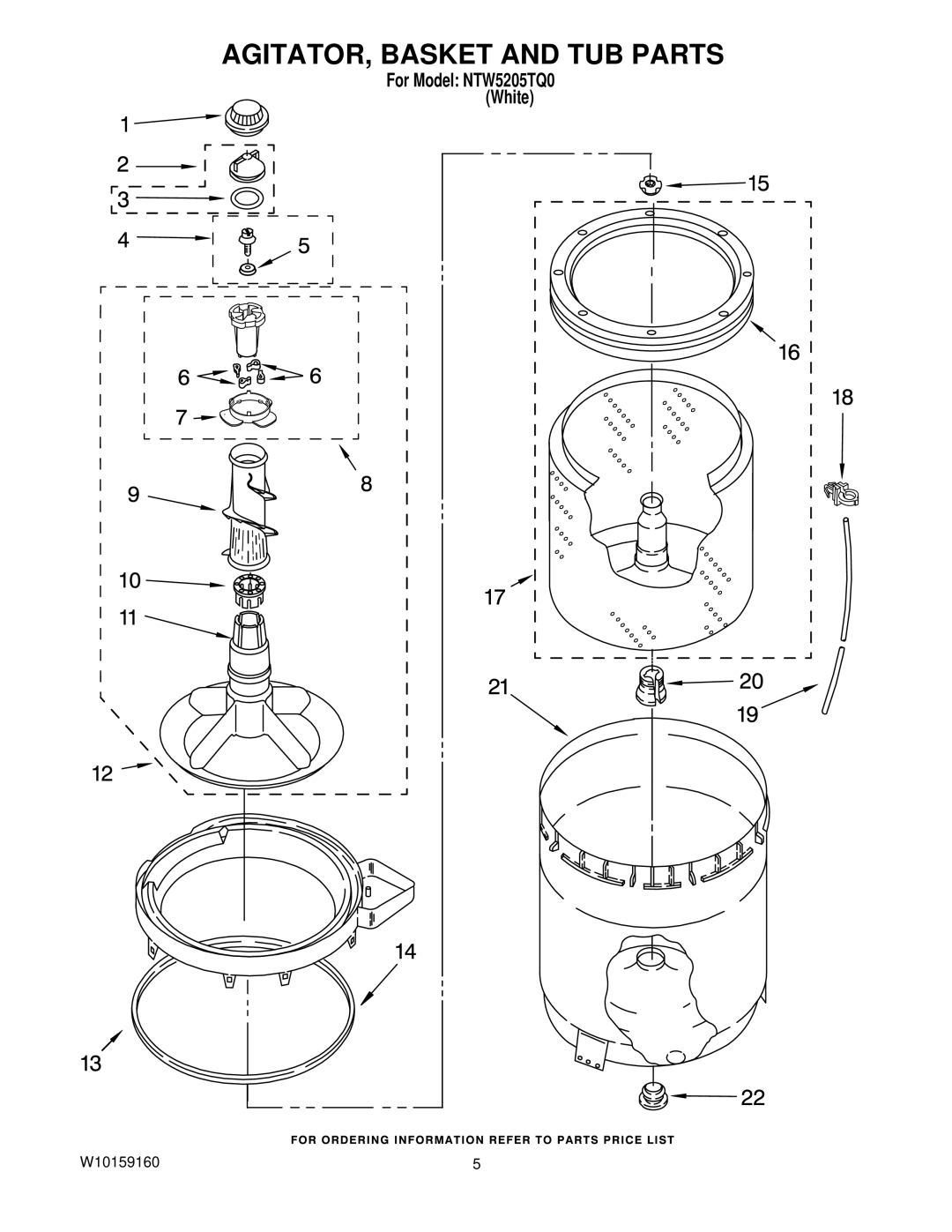 Amana NTW5205TQ0 manual AGITATOR, Basket and TUB Parts 