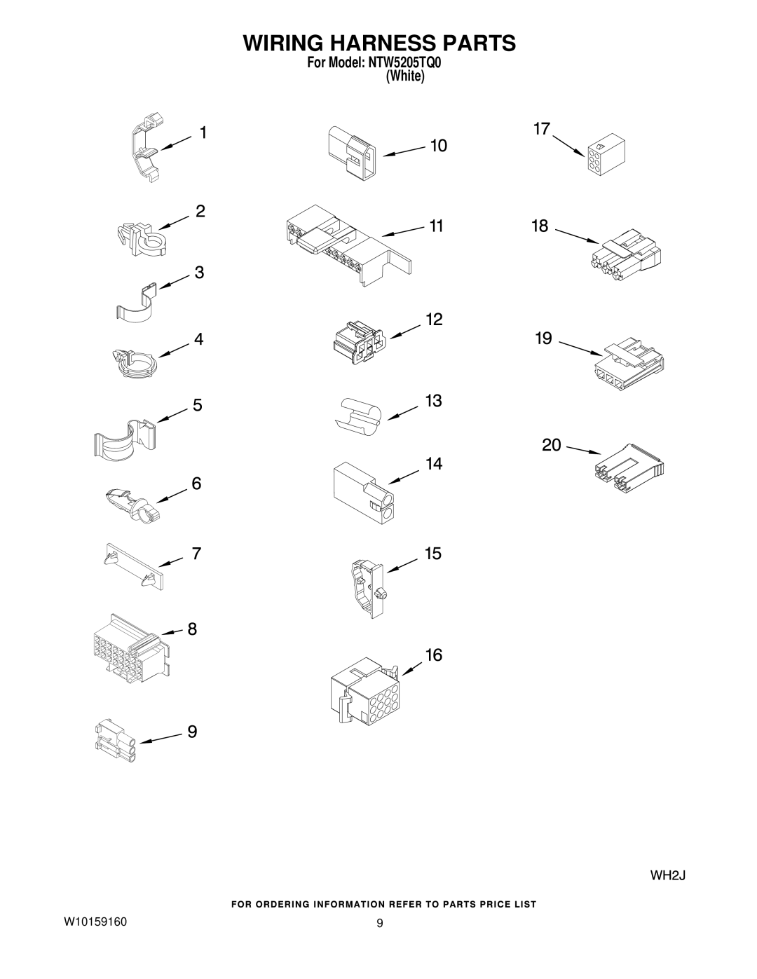 Amana NTW5205TQ0 manual Wiring Harness Parts 