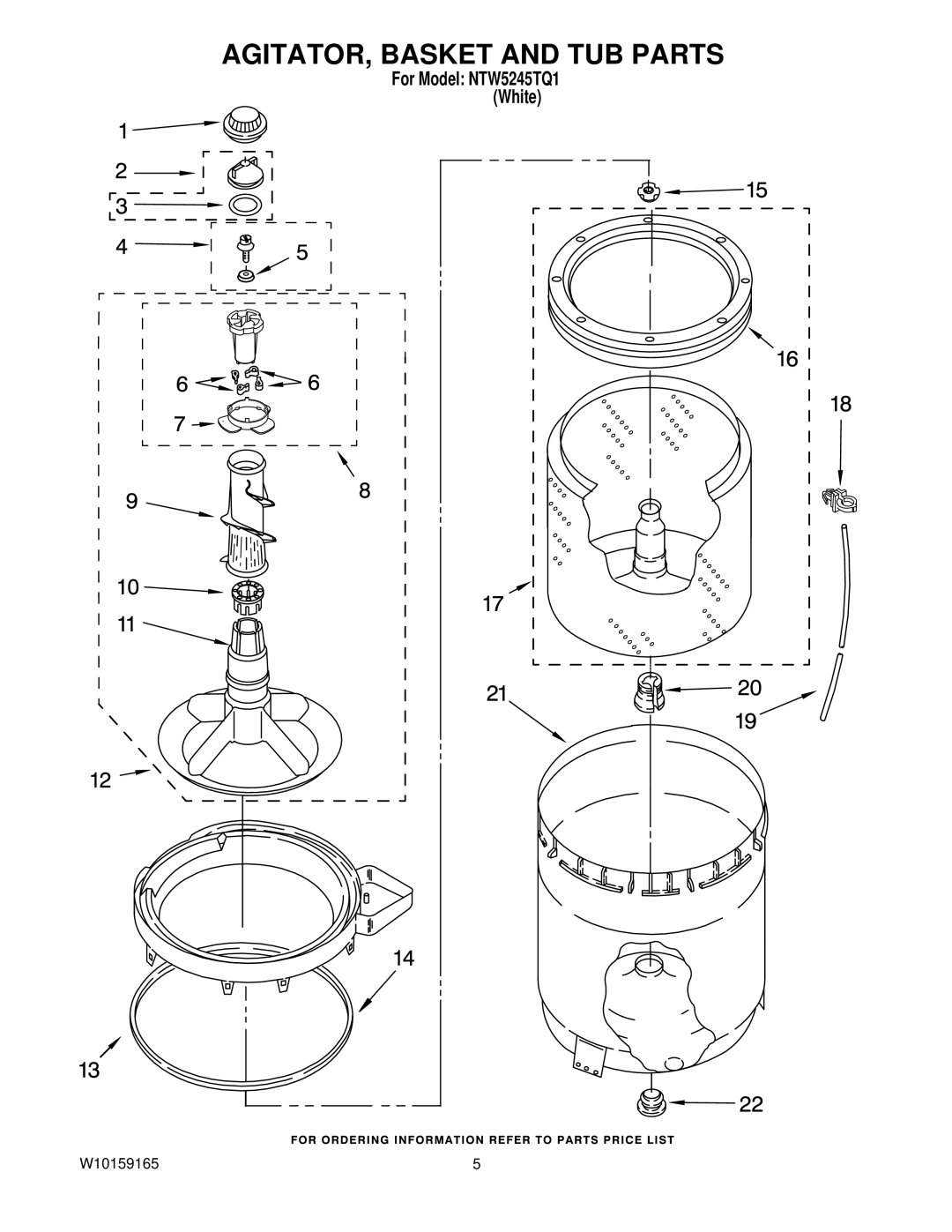 Amana NTW5245TQ1 manual AGITATOR, Basket and TUB Parts 