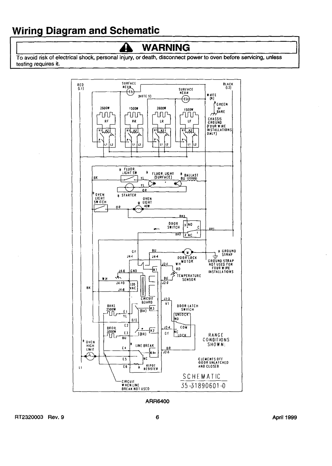 Amana P1142670N _lb WARNING, 0 T;o, Wiring Diagram and Schematic, _TJan, SCHEMATIC 35-5189060149, RT2320003 Rev, Surac 