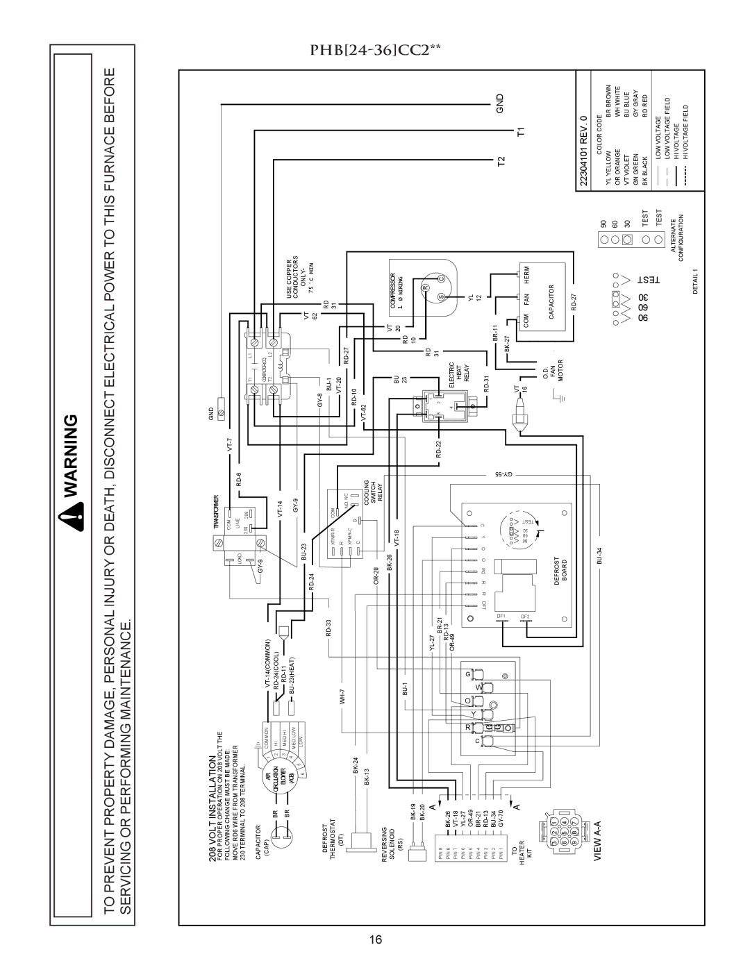 Amana PACKAGE HEAT PUMP installation instructions PHB24-36CC2, Gnd, 22304101 REV 