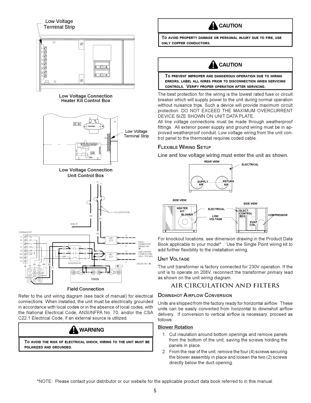 Amana PACKAGE HEAT PUMP AIR Circulation and Filters, Low Voltage Connection Heater Kit Control Box, Field Connection 