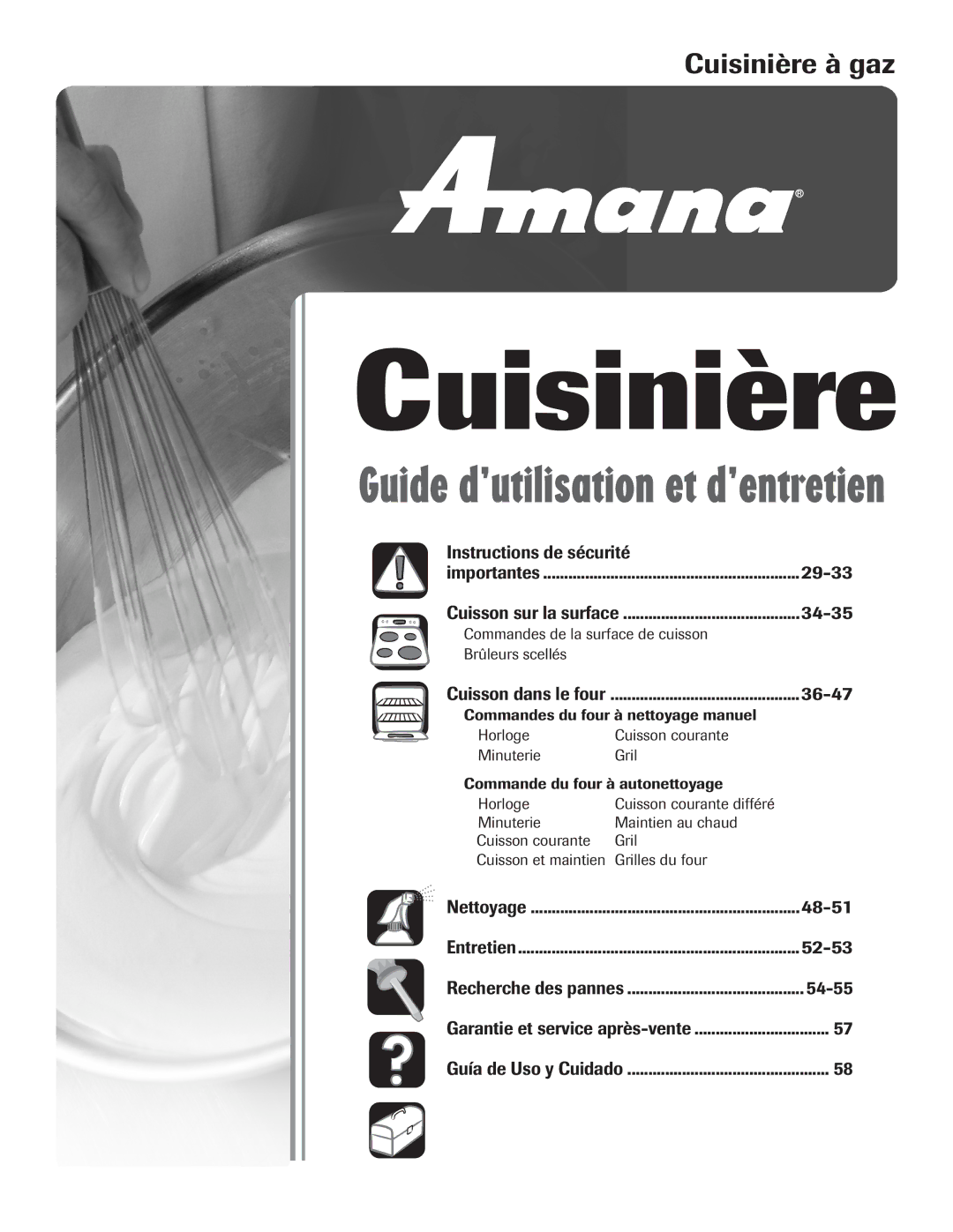 Amana pmn important safety instructions Cuisinière à gaz 