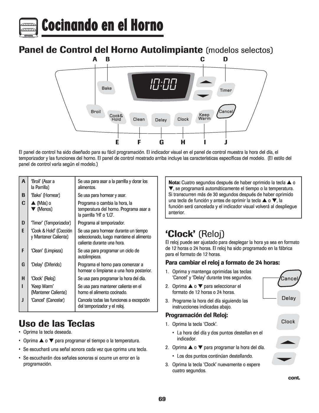 Amana pmn Panel de Control del Horno Autolimpiante modelos selectos, ‘Clock’ Reloj, Programación del Reloj 