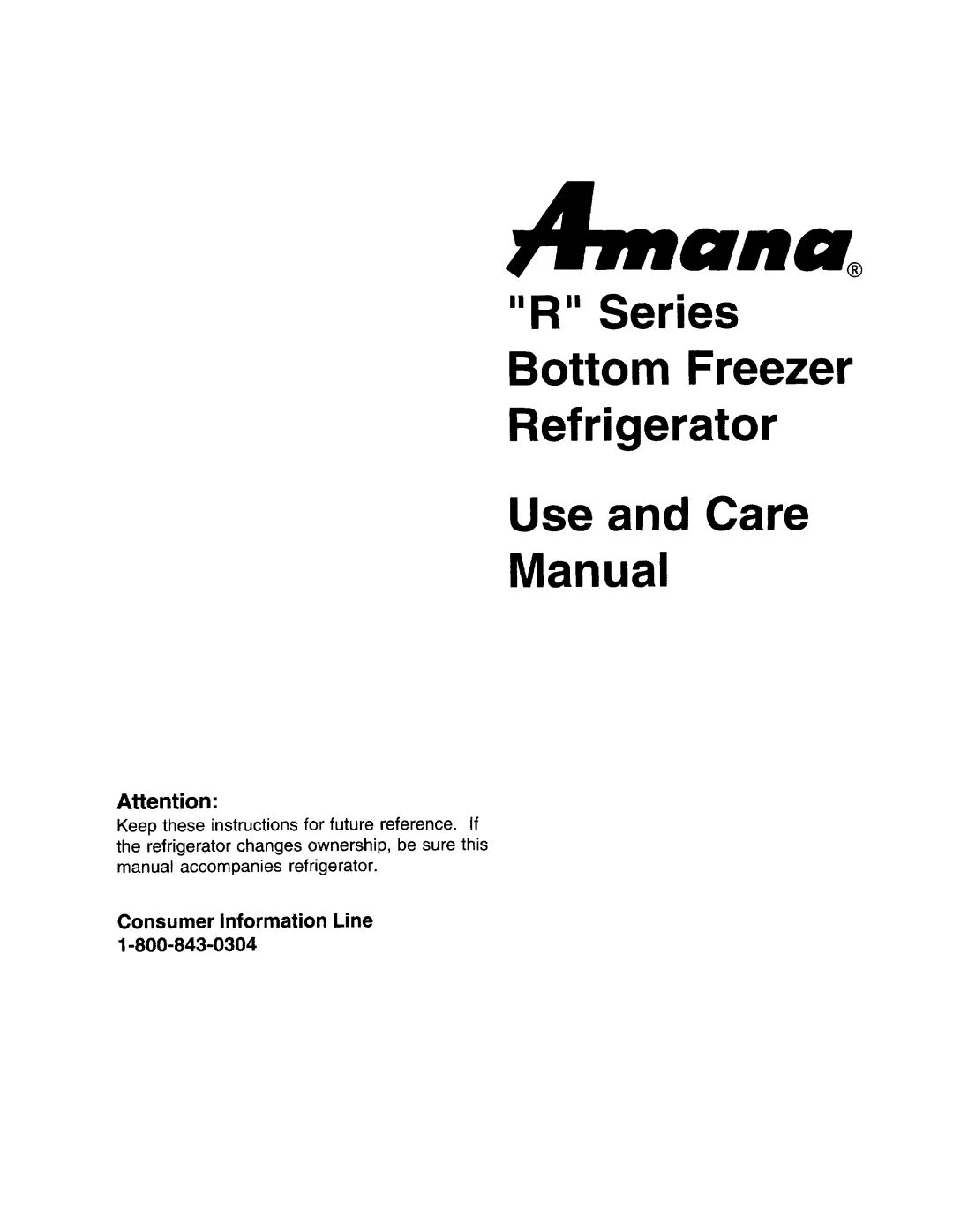 Amana R" Series manual 