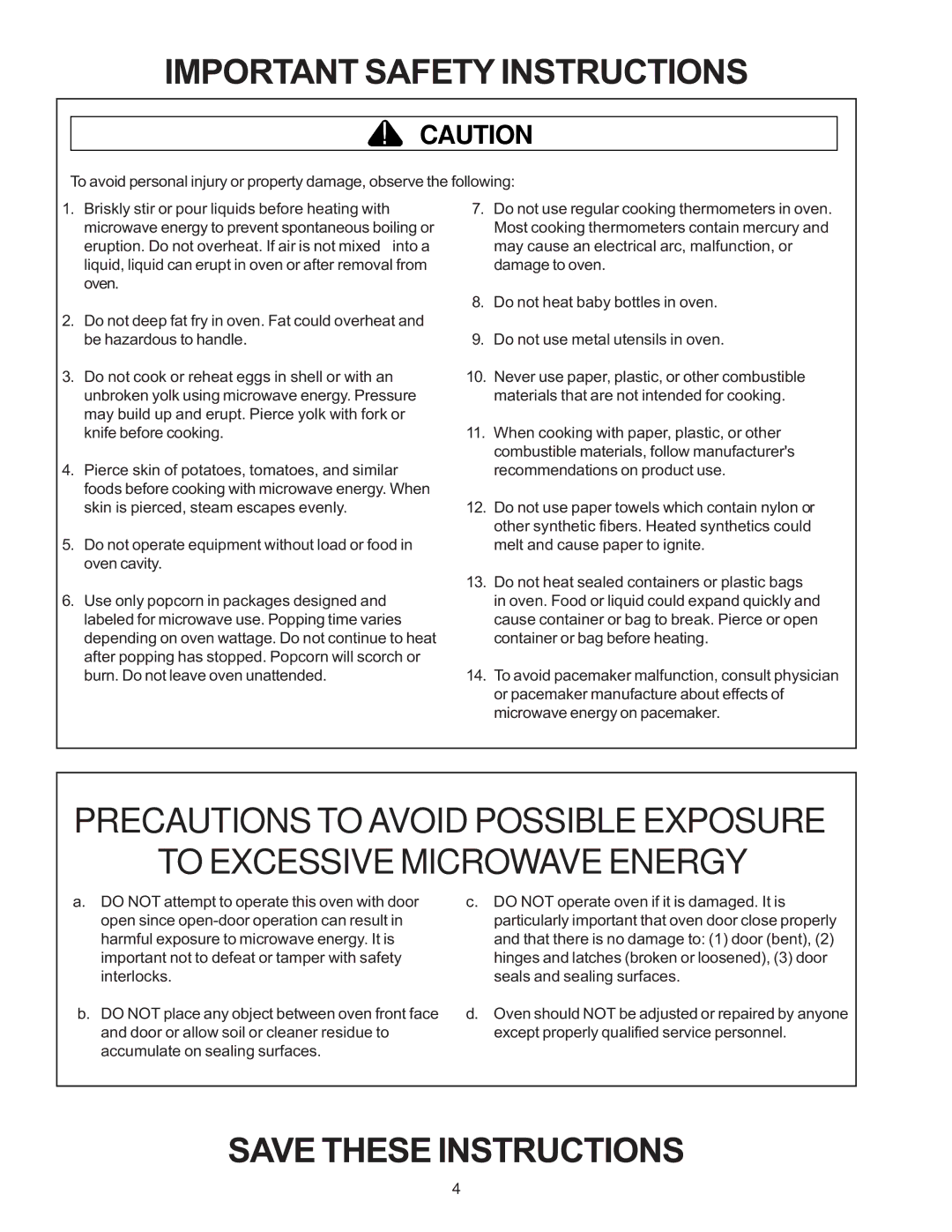 Amana RC17, RC22, RC27 owner manual Important Safety Instructions 